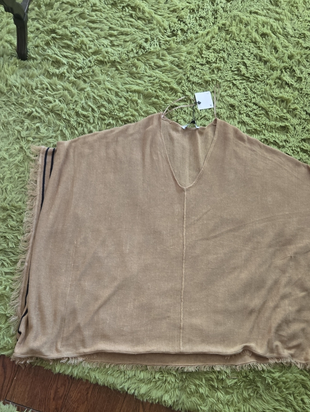 Men's V-Neck Light Brown Poncho Sweater